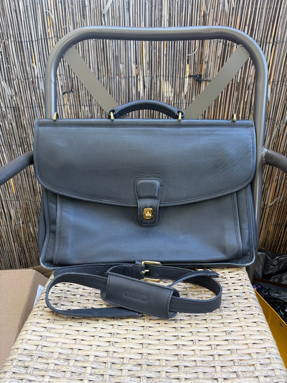 Coach 5266 Vintage Beekman Black Leather Briefcase/Laptop Bag VTG